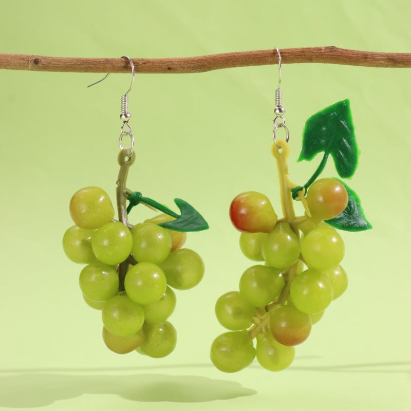 Wholesale Simulation 3D Fruit Grape Cherry Sweet and Cute Earrings